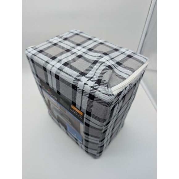 Cuddl Duds Full Sheet Set Heavyweight Flannel Blue Plaid Lodge Farmhouse NEW - Picture 6 of 6